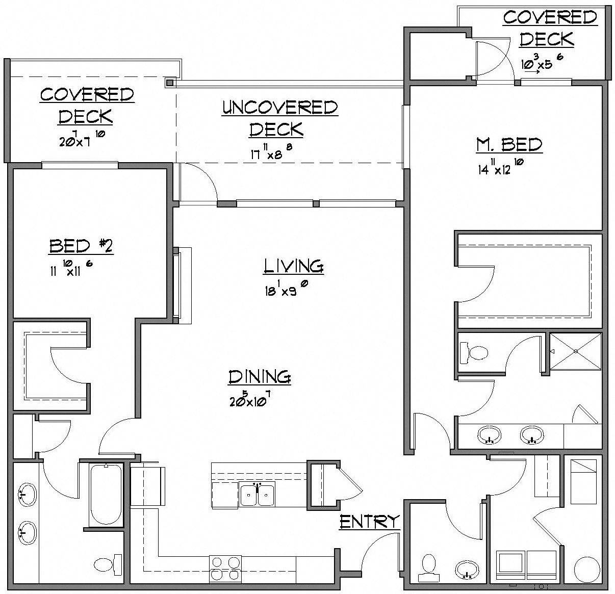 2 Bed / 2 Bath + P
